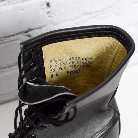 Vintage Men\'s 1987 Addison Shoe Comp. Black 9 Hole Military Combat Boots - 8 W main image 5